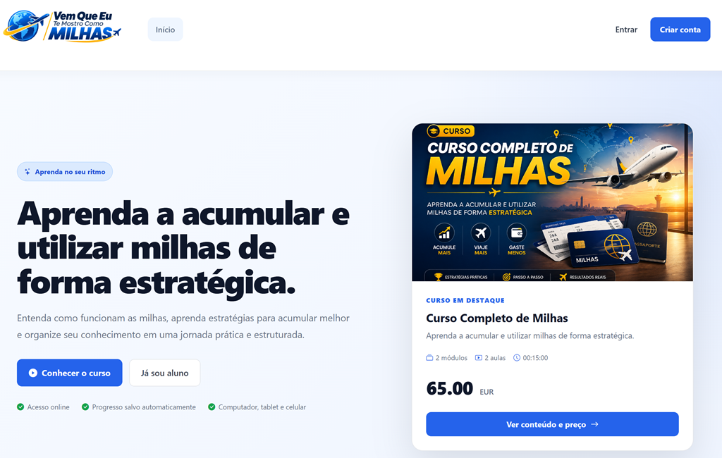 Vem Que Eu Te Mostro Como online course platform